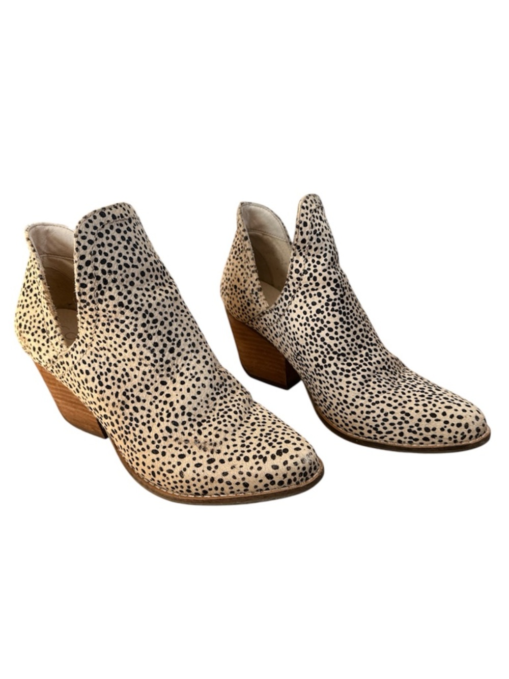 Coconuts by Matisse Leopard Calf Hair Trader Booties Size 8 Leather Cutout Heel